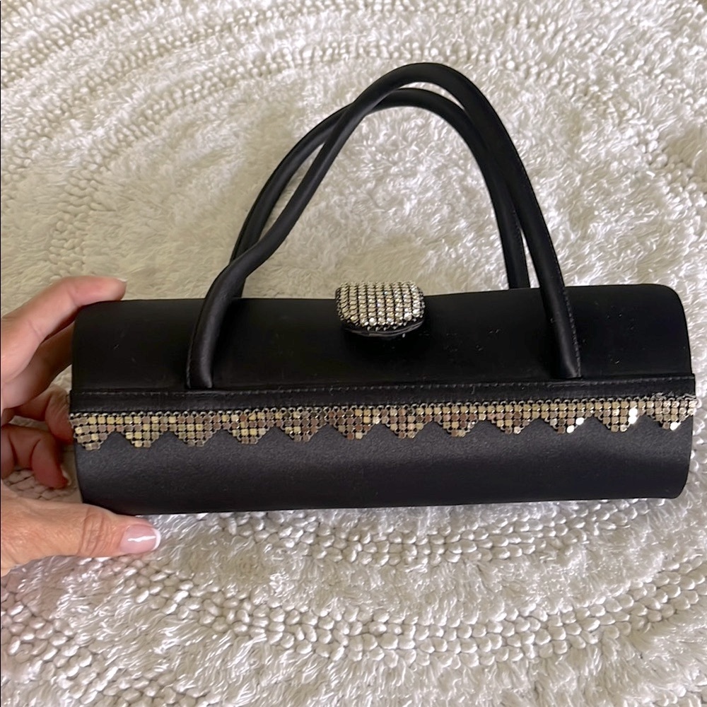 Black and Silver Women's Handbag. Preloved and adorable